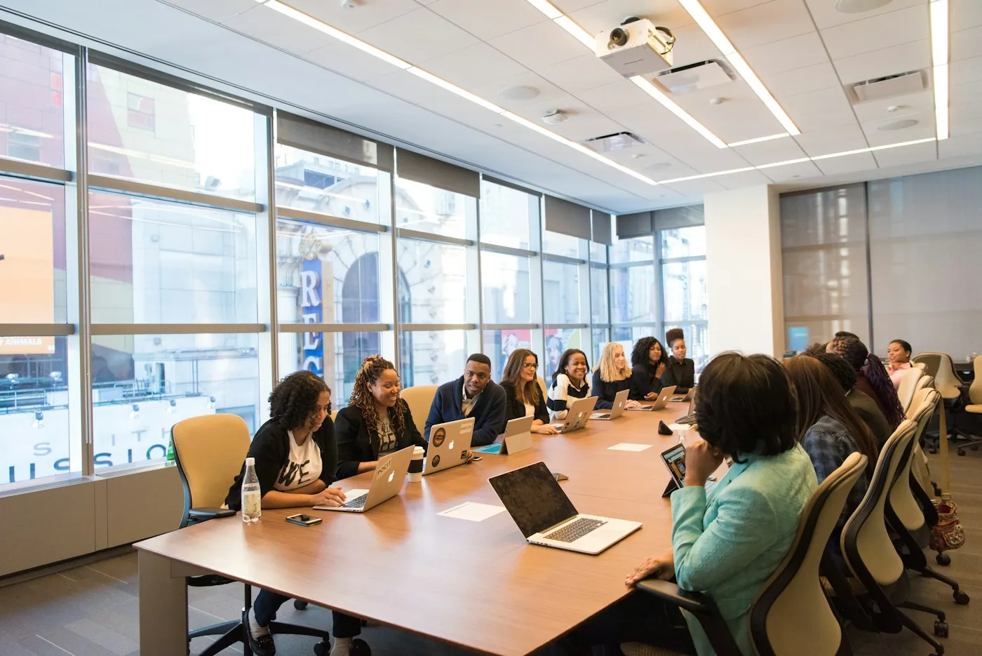 Business team meeting around a conference table