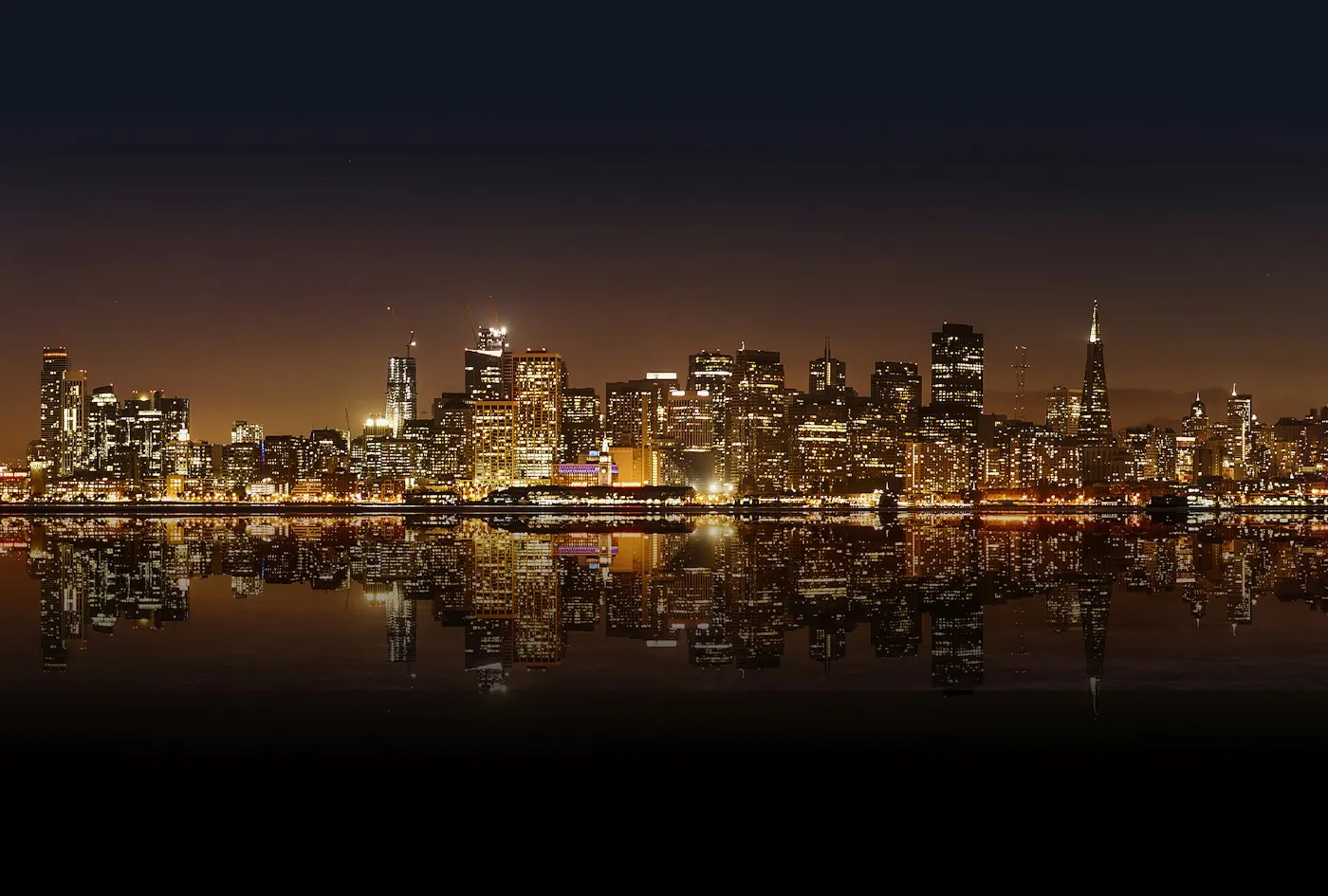 San Francisco skyline across the bay at night